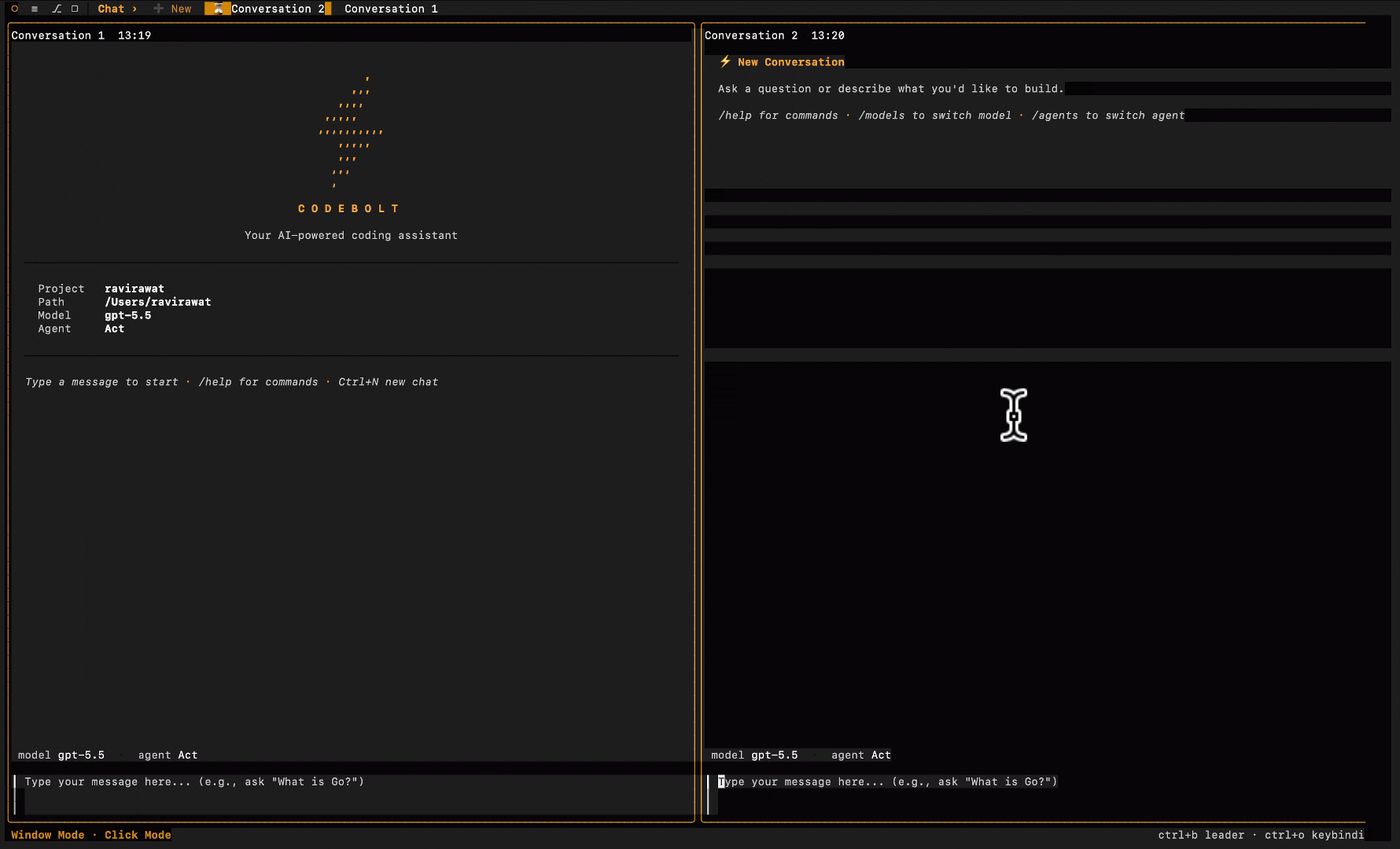Codebolt CLI multi-agent terminal interface